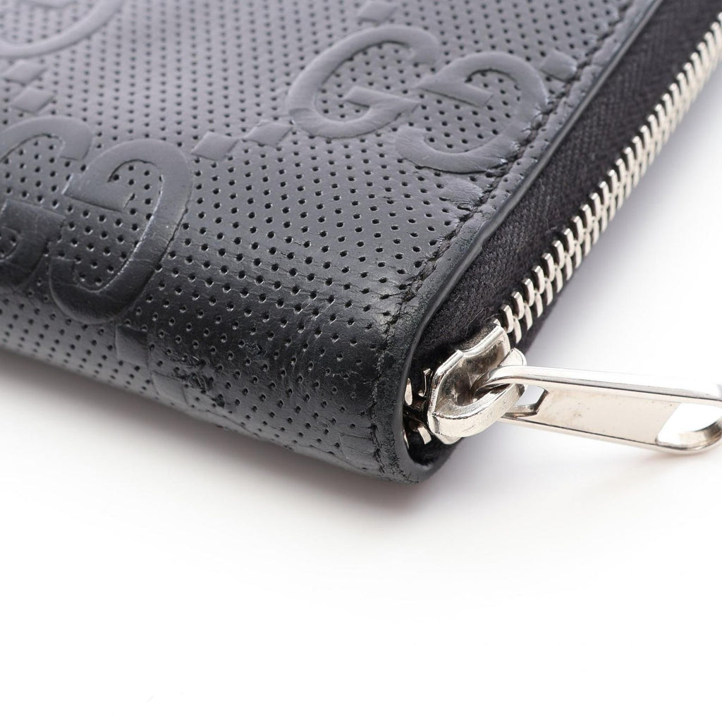 Gucci Round Wallet GG Embossed Black Leather — view 8