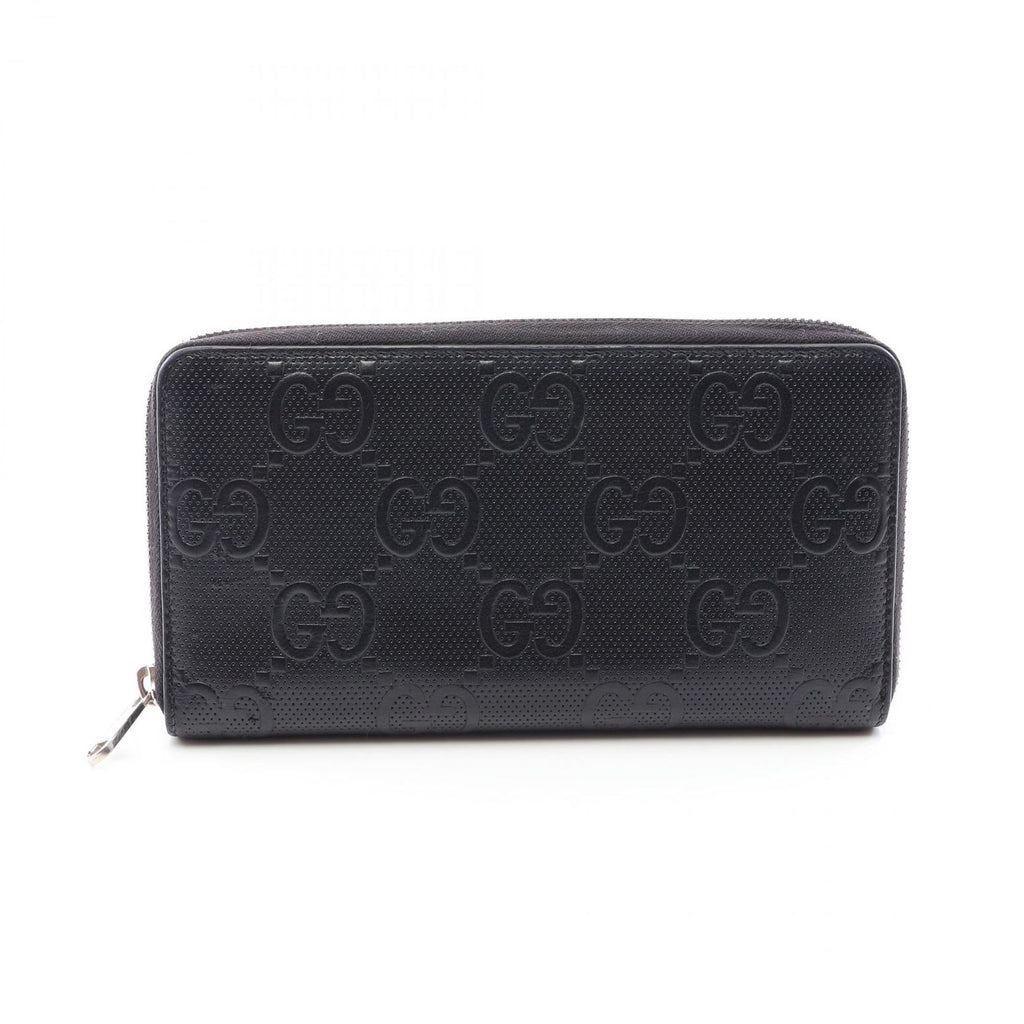 Gucci Round Wallet GG Embossed Black Leather