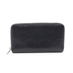 Gucci Round Wallet GG Embossed Black Leather