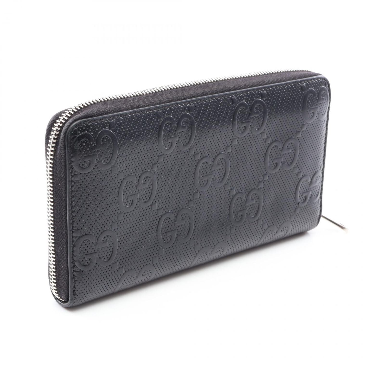 Gucci Round Wallet GG Embossed Black Leather — view 2