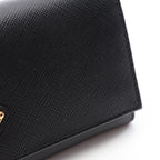 Prada Bifold Wallet Saffiano Triang Black Leather Triangle Logo — view 8