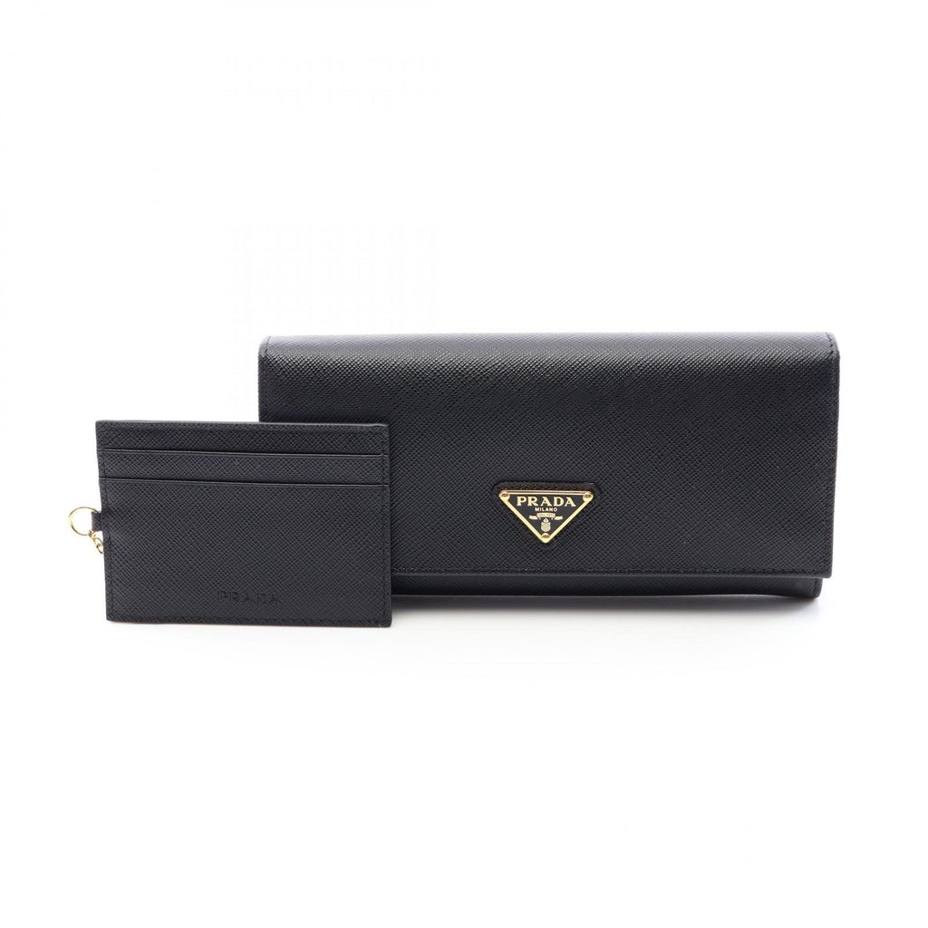 Prada Bifold Wallet Saffiano Triang Black Leather Triangle Logo — view 5