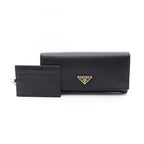 Prada Bifold Wallet Saffiano Triang Black Leather Triangle Logo — view 5