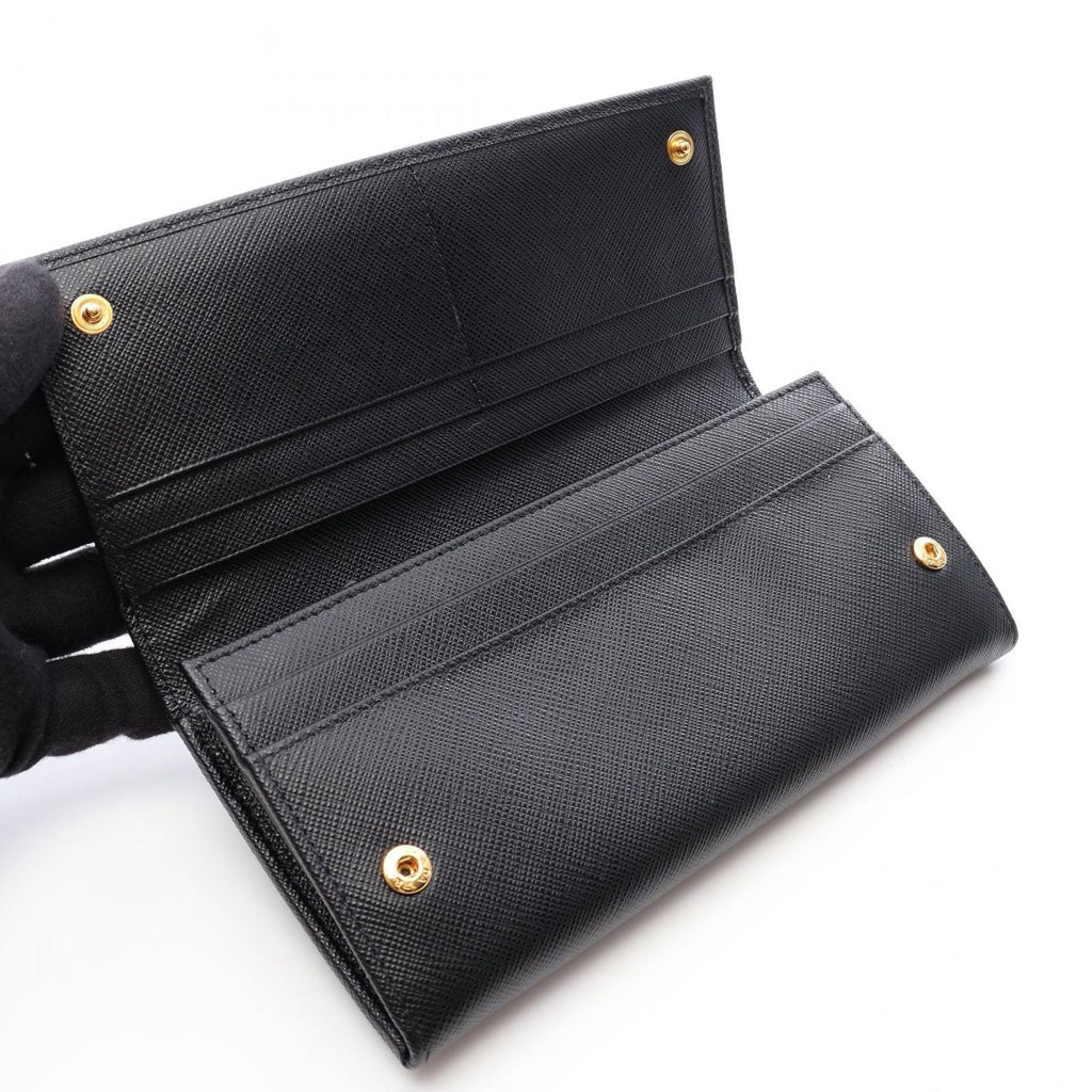 Prada Bifold Wallet Saffiano Triang Black Leather Triangle Logo — view 6