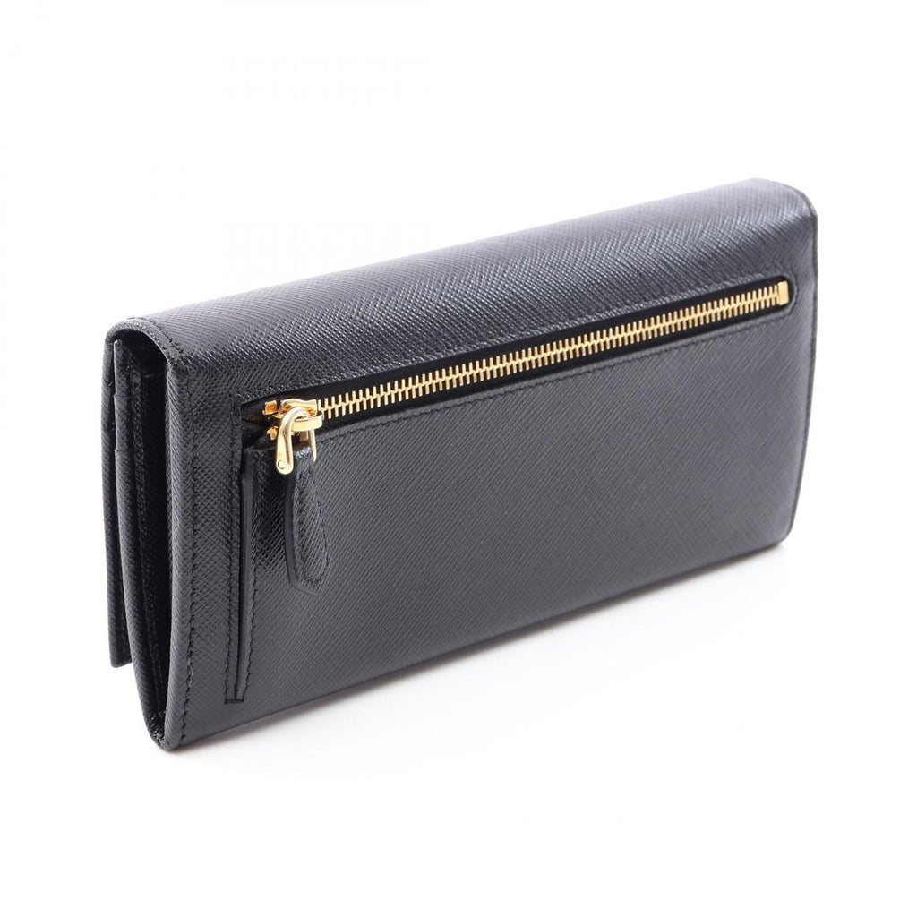 Prada Bifold Wallet Saffiano Triang Black Leather Triangle Logo — view 2