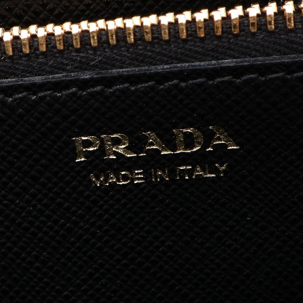 Prada Bifold Wallet Saffiano Triang Black Leather Triangle Logo — view 4