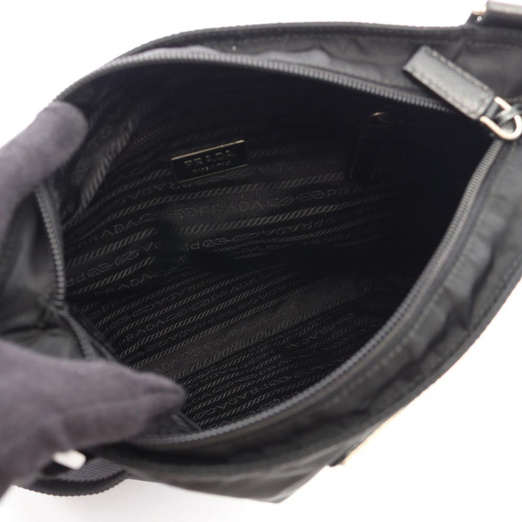 Prada Shoulder Bag Triangle Logo Black Nylon — view 3