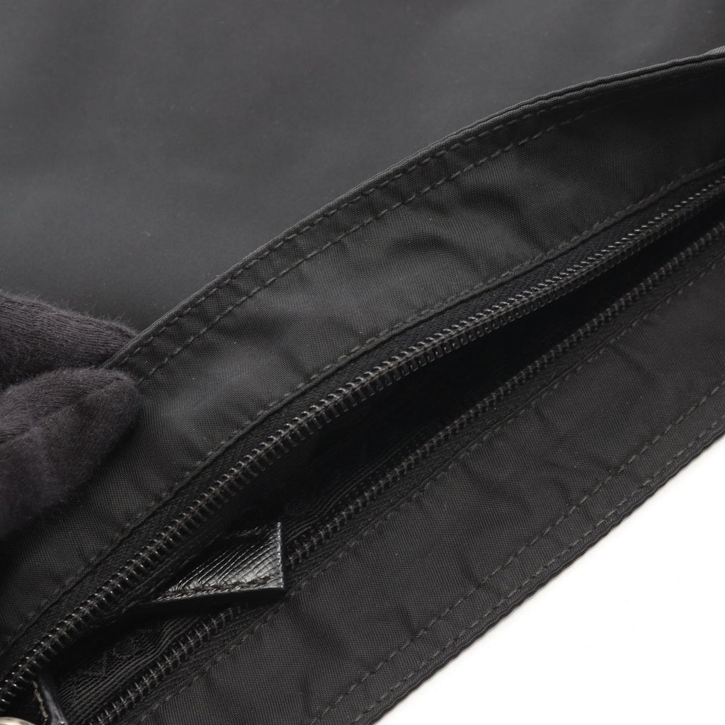 Prada Shoulder Bag Triangle Logo Black Nylon — view 9