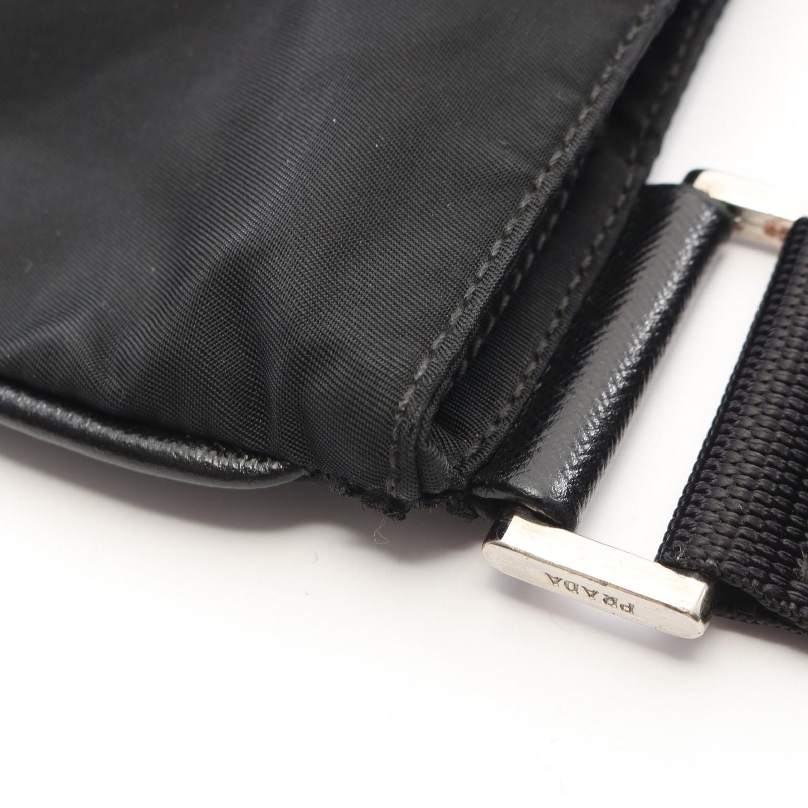 Prada Shoulder Bag Triangle Logo Black Nylon — view 8