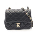 Chanel Shoulder Bag Mini Quilted Black Lambskin Chain
