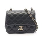 Chanel Shoulder Bag Mini Quilted Black Lambskin Chain