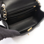 Chanel Shoulder Bag Mini Quilted Black Lambskin Chain — view 3