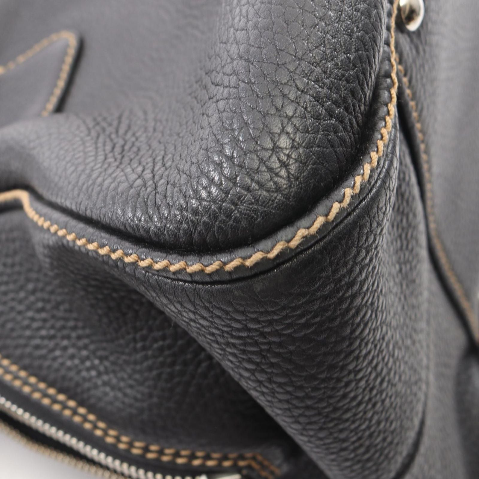 Chanel Tote Logo Fringe Black Leather Handbag — view 8