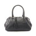Chanel Tote Logo Fringe Black Leather Handbag