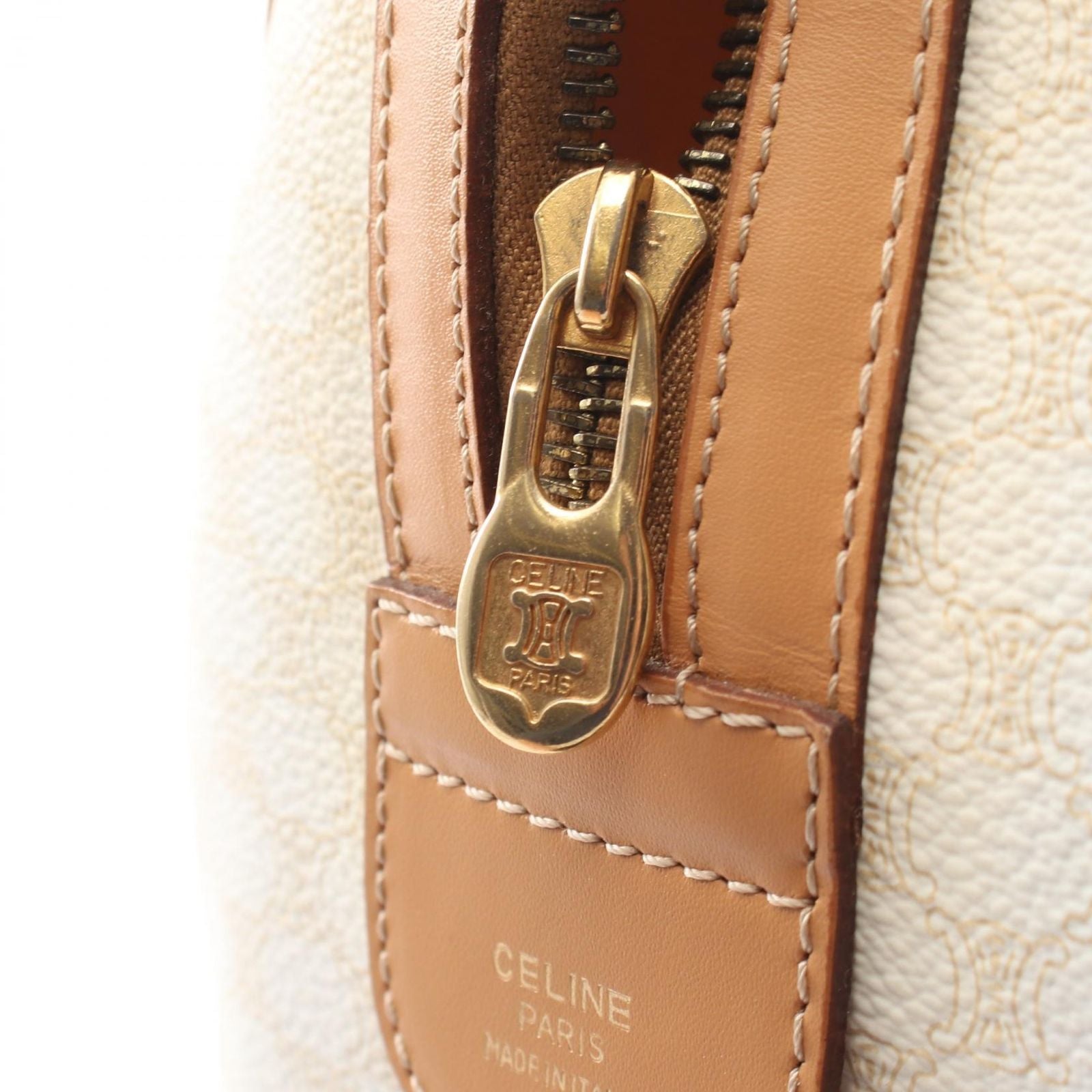 Celine Handbag Macadam White Beige Boston — view 8