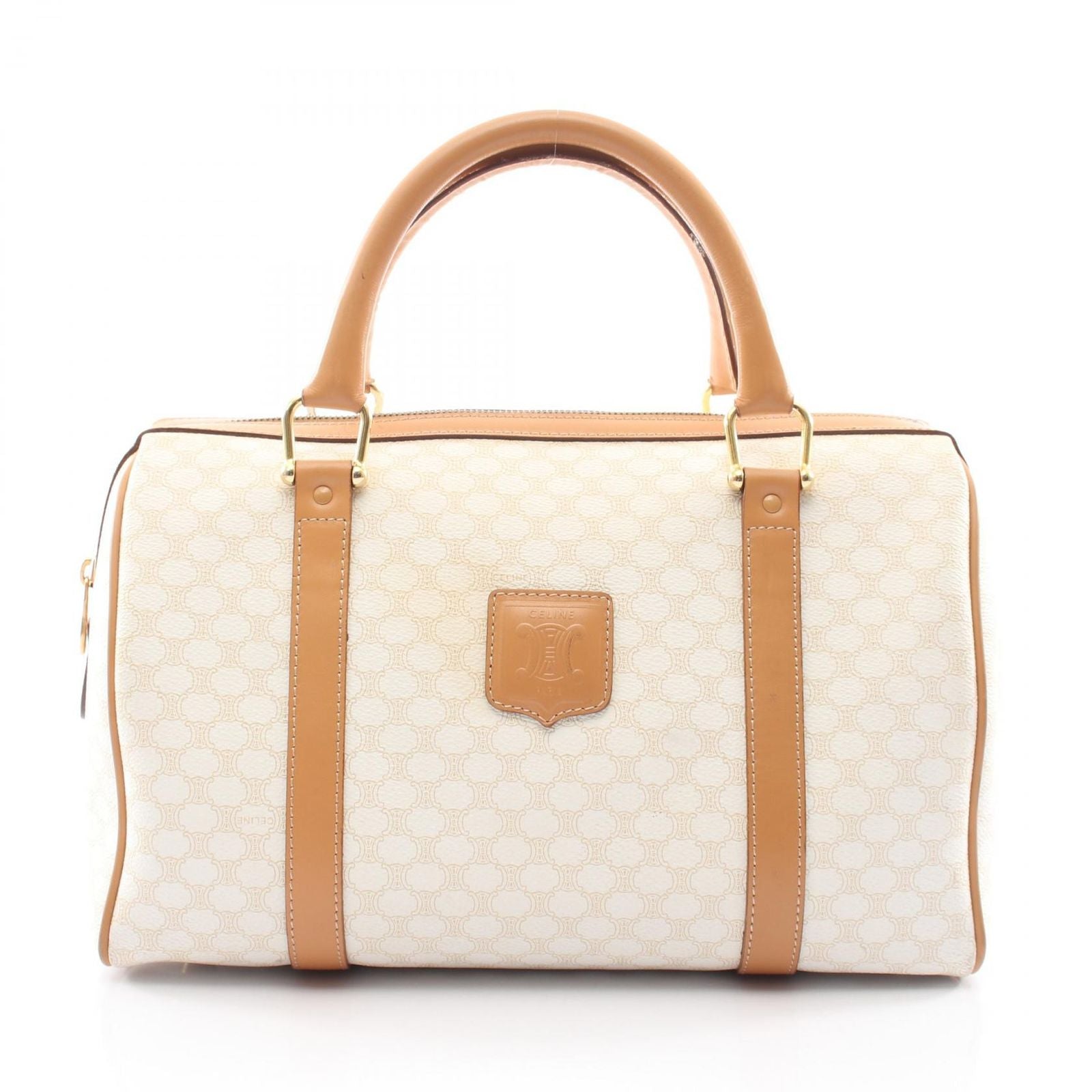 Celine Handbag Macadam White Beige Boston