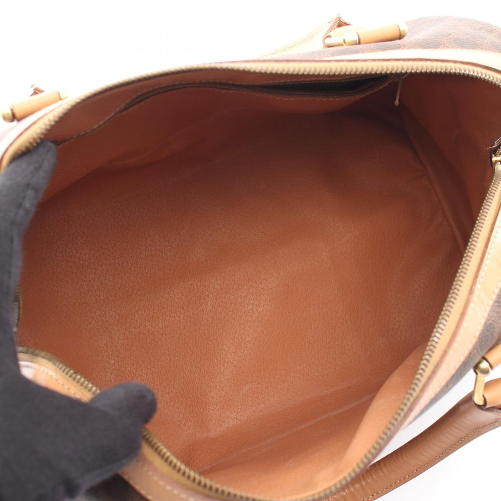 Celine Handbag Macadam Dark Brown Beige Canvas Leather Boston — view 3