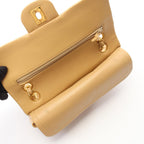 Chanel Shoulder Bag Quilted Double Flap Beige Lambskin Chain — view 7