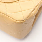 Chanel Shoulder Bag Quilted Double Flap Beige Lambskin Chain — view 9