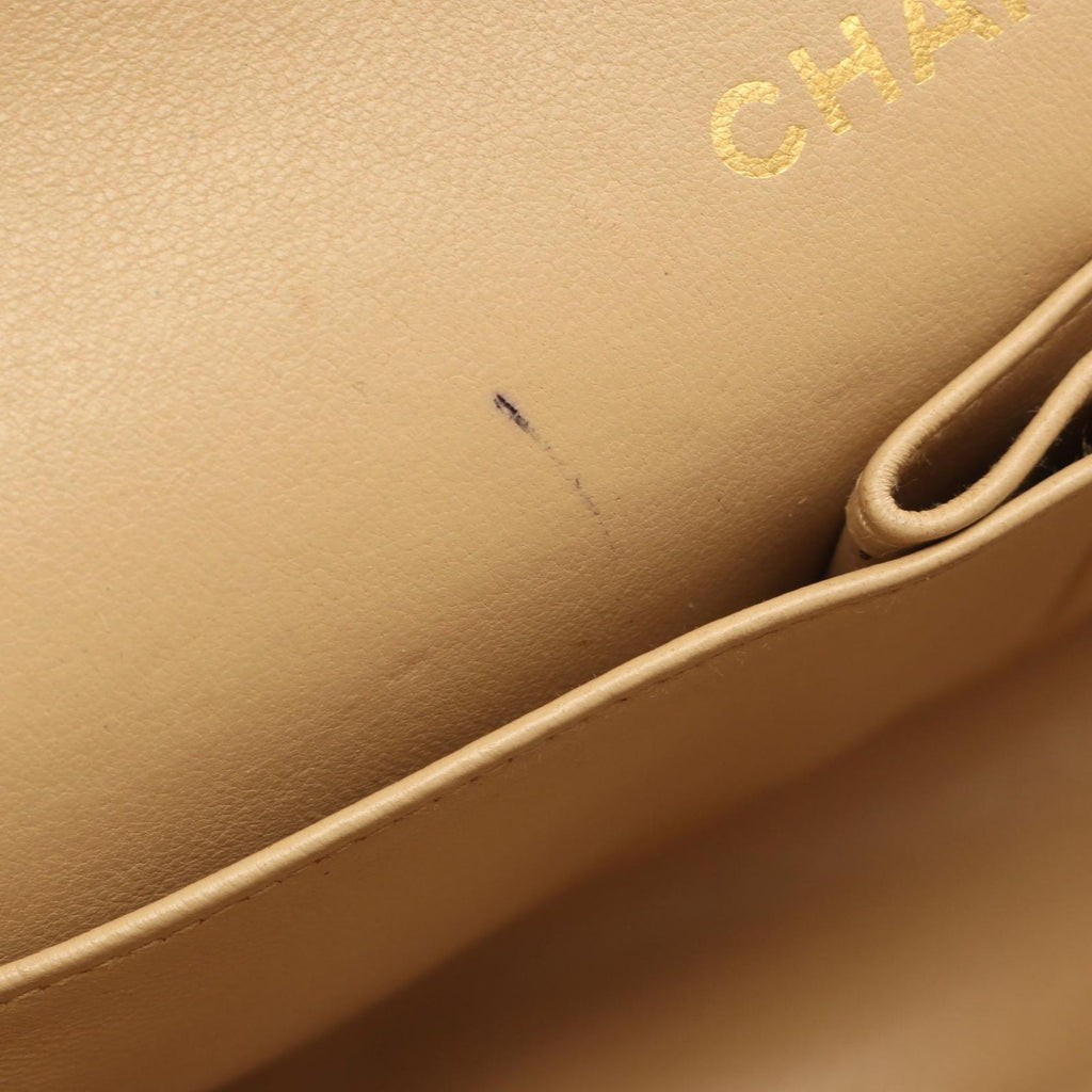 Chanel Shoulder Bag Quilted Double Flap Beige Lambskin Chain — view 6