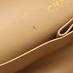 Chanel Shoulder Bag Quilted Double Flap Beige Lambskin Chain — view 6