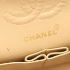 Chanel Shoulder Bag Quilted Double Flap Beige Lambskin Chain — view 4