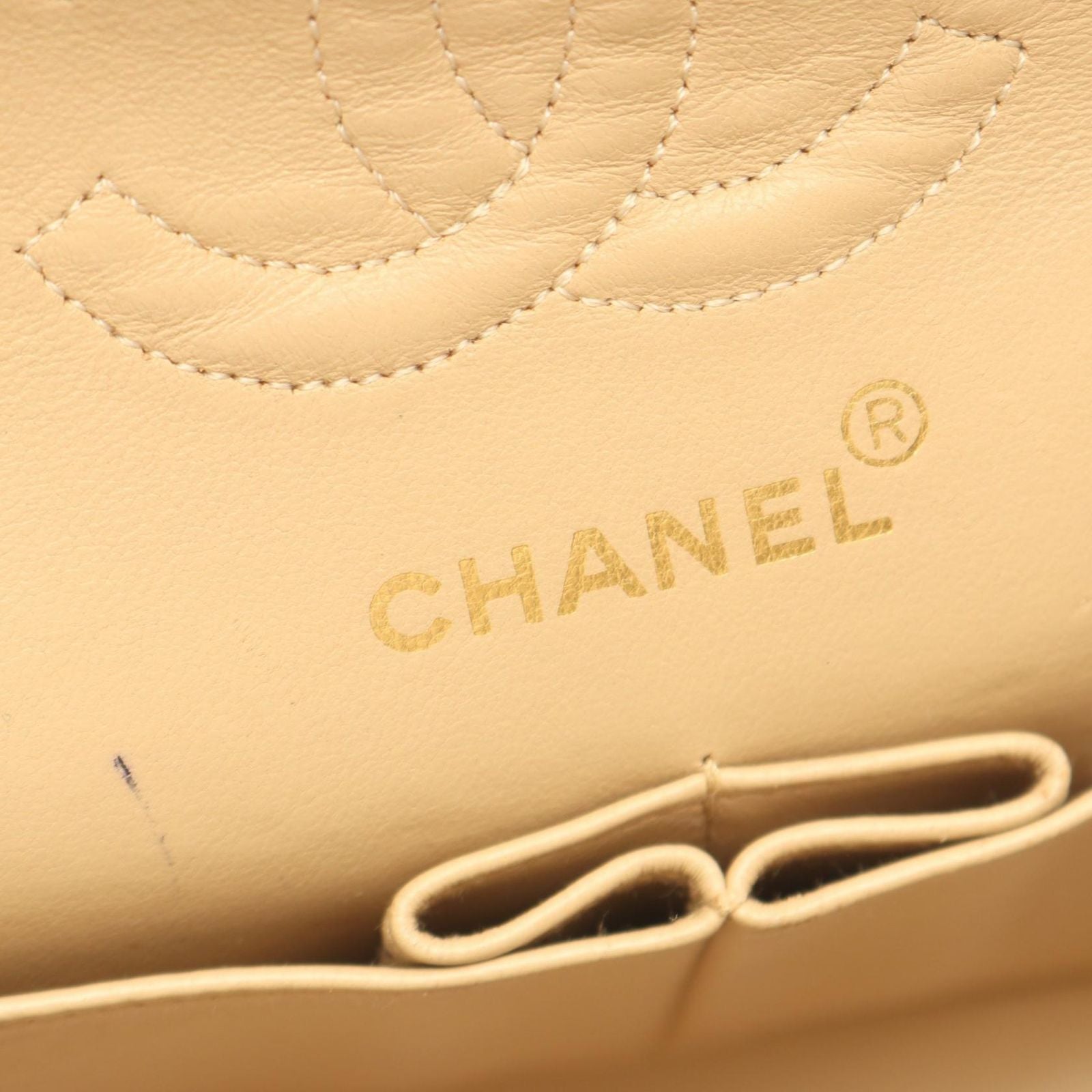 Chanel Shoulder Bag Quilted Double Flap Beige Lambskin Chain — view 4