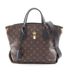 Louis Vuitton Tote Flower Zipped MM 2-Way Noir Canvas Leather