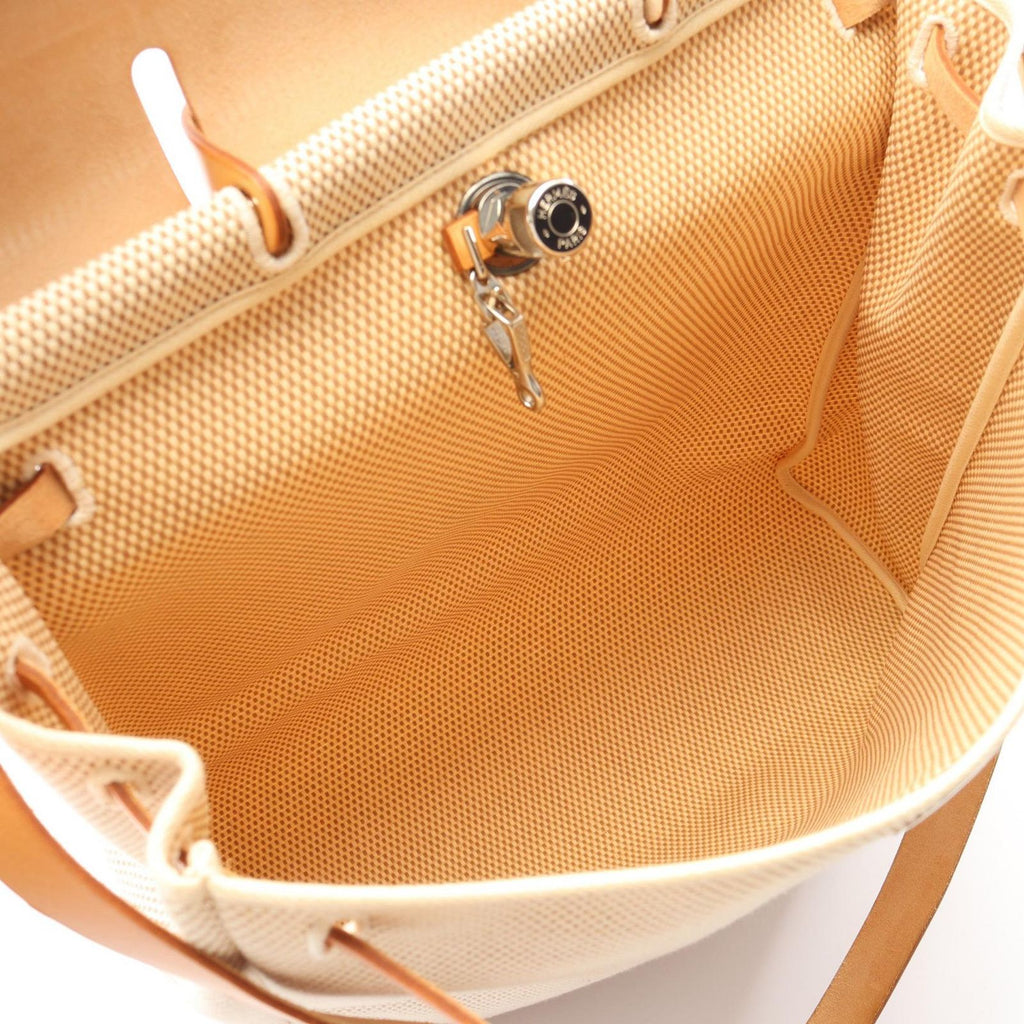 Hermes Handbag Herbag MM 2-Way Natural Sable Ecru Canvas Leather MM — view 3