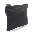 Prada Shoulder Bag Triangle Logo Black Nylon Saffiano Leather — view 2