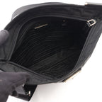 Prada Shoulder Bag Triangle Logo Black Nylon Saffiano Leather — view 3