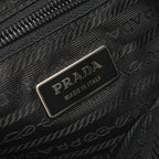 Prada Shoulder Bag Triangle Logo Black Nylon Saffiano Leather — view 4