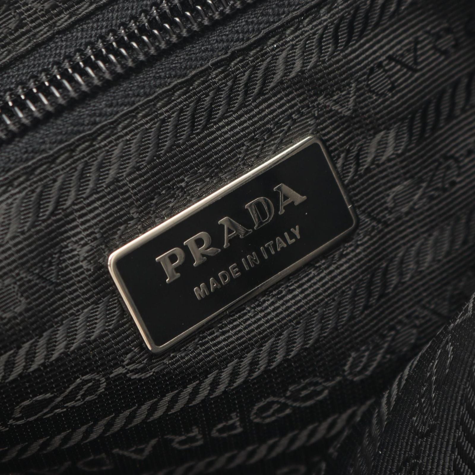 Prada Shoulder Bag Triangle Logo Black Nylon Saffiano Leather — view 4