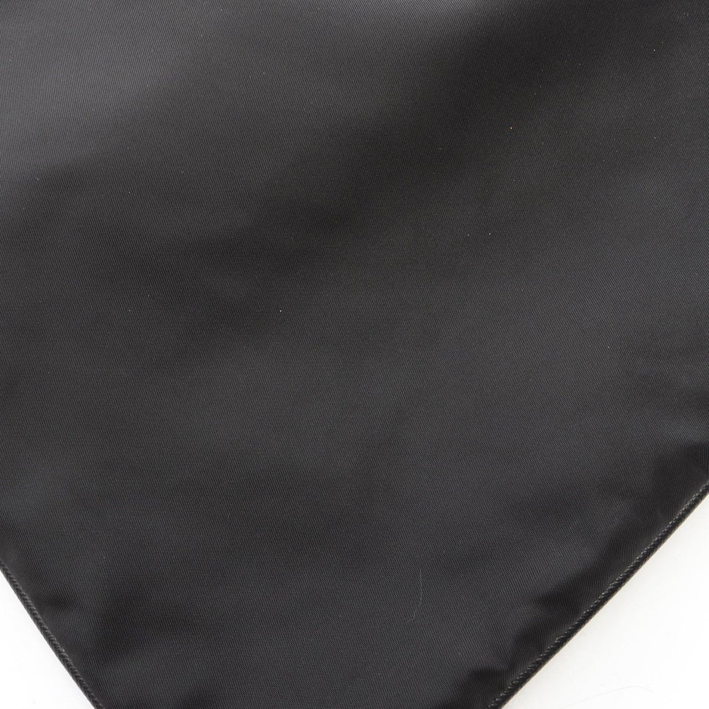 Prada Shoulder Bag Triangle Logo Black Nylon Saffiano Leather — view 5