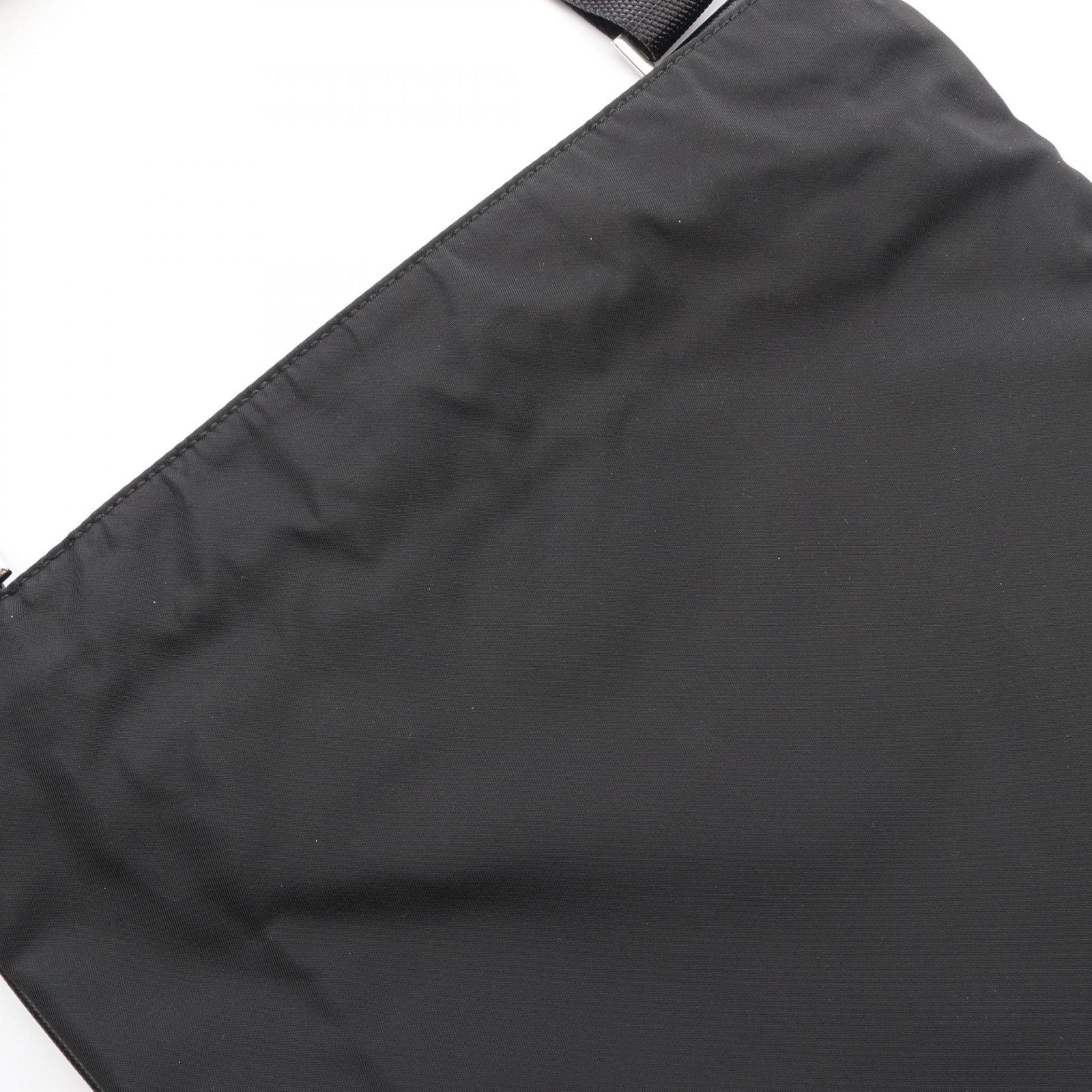 Prada Shoulder Bag Triangle Logo Black Nylon Saffiano Leather — view 6