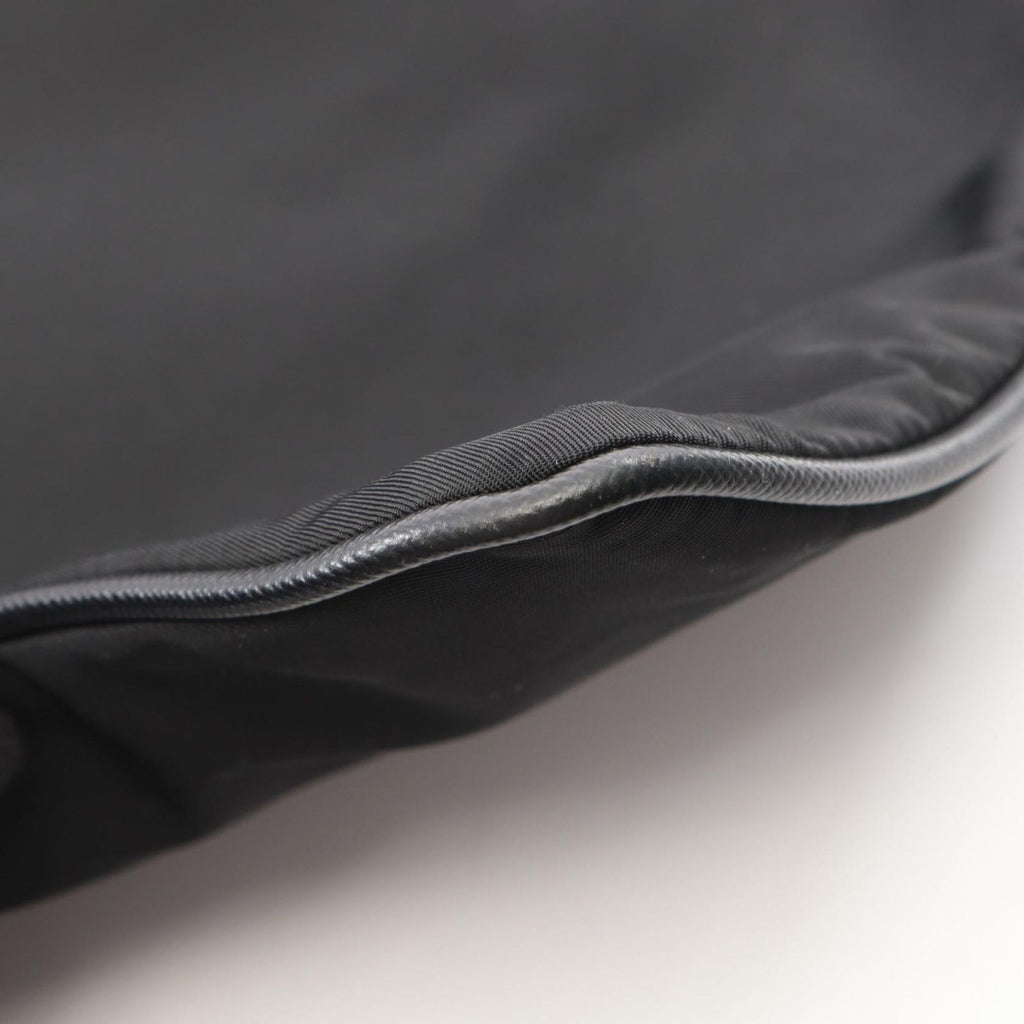 Prada Shoulder Bag Triangle Logo Black Nylon Saffiano Leather — view 7
