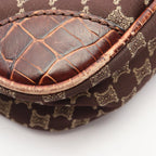Celine Shoulder Bag Macadam Embossed Dark Brown Canvas Leather — view 6