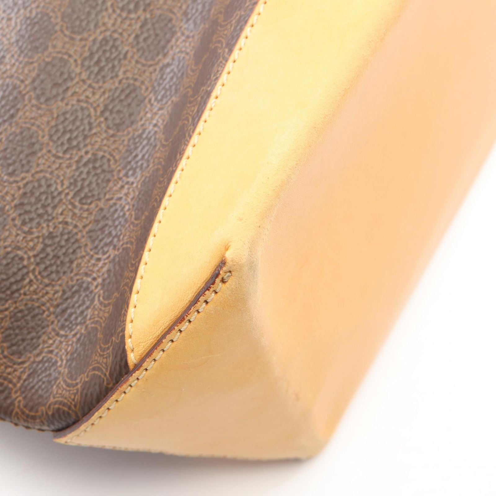 Celine Tote Macadam Dark Brown Beige Canvas Leather — view 6