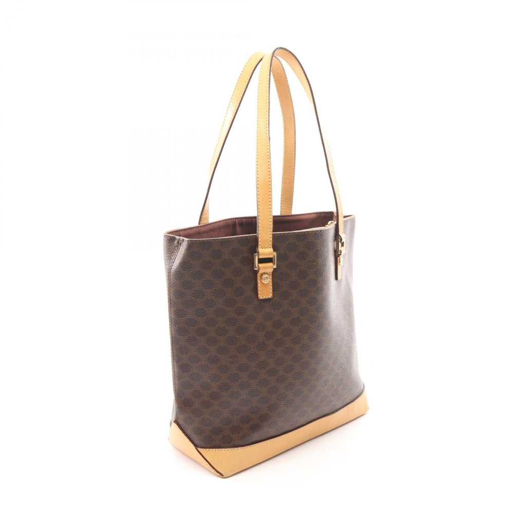 Celine Tote Macadam Dark Brown Beige Canvas Leather — view 2