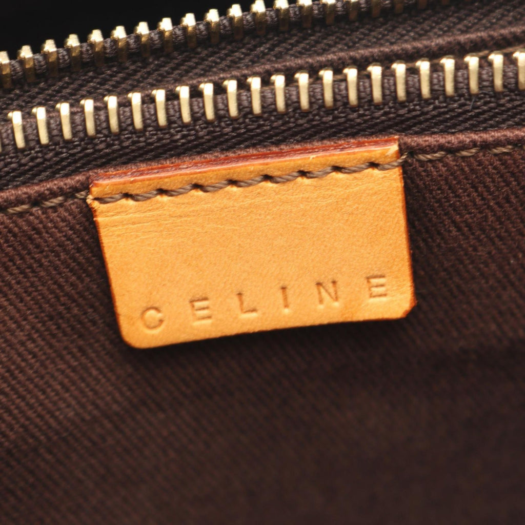 Celine Tote Macadam Dark Brown Beige Canvas Leather — view 4