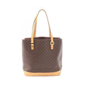 Celine Tote Macadam Dark Brown Beige Canvas Leather