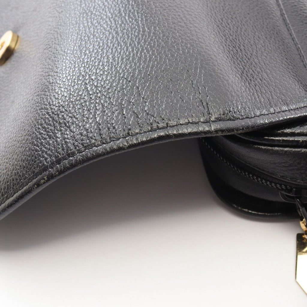Saint Laurent Shoulder Bag Logo Black Leather — view 8