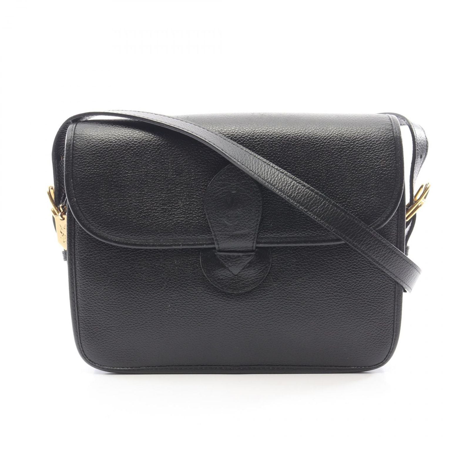 Saint Laurent Shoulder Bag Logo Black Leather
