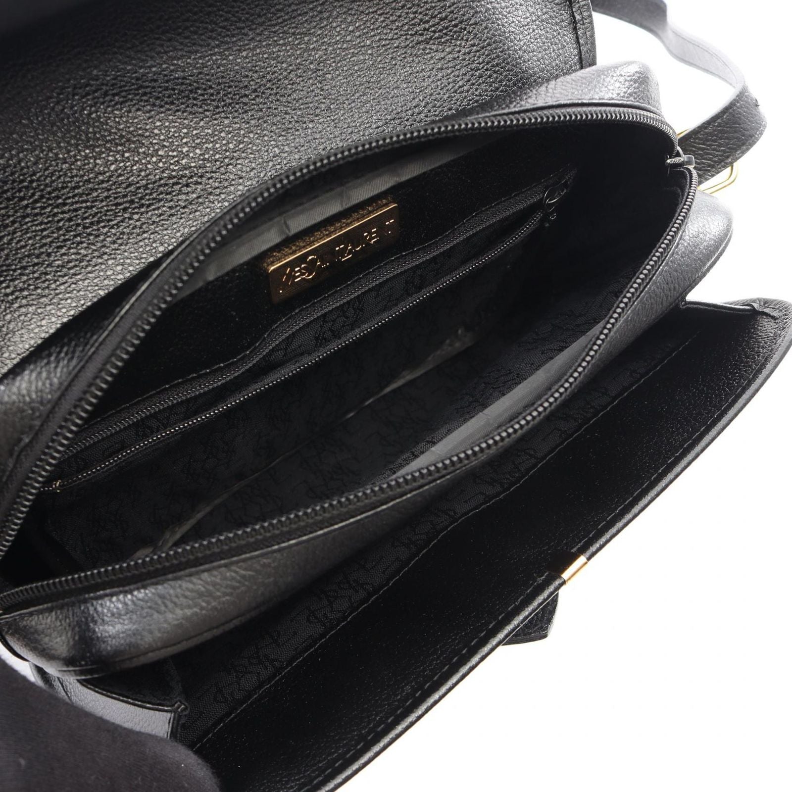 Saint Laurent Shoulder Bag Logo Black Leather — view 3