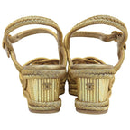 Chanel Metal CC Logo Braided Wedge Sole Sandals Espadrilles Gold 36c — view 3