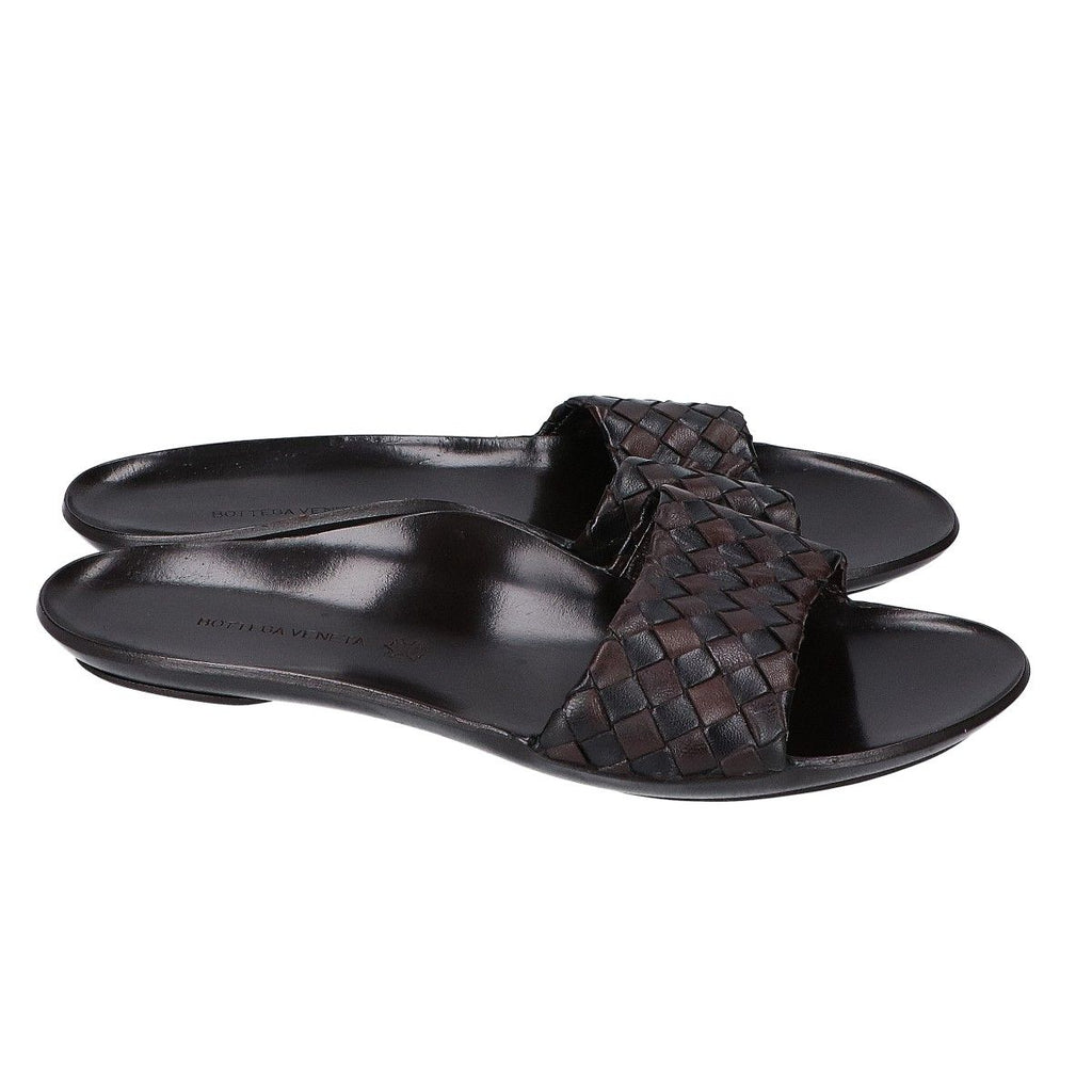 Bottega Veneta Leather Intrecciato Flat Sandals — view 4