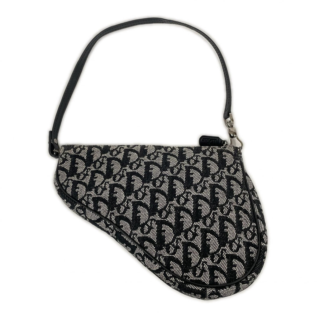 Dior Saddle Bag Canvas Leather Trotter Navy — view 2