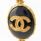 Chanel Black Stone CC Logo Necklace Gold — view 7