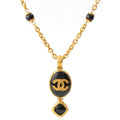Chanel Black Stone CC Logo Necklace Gold