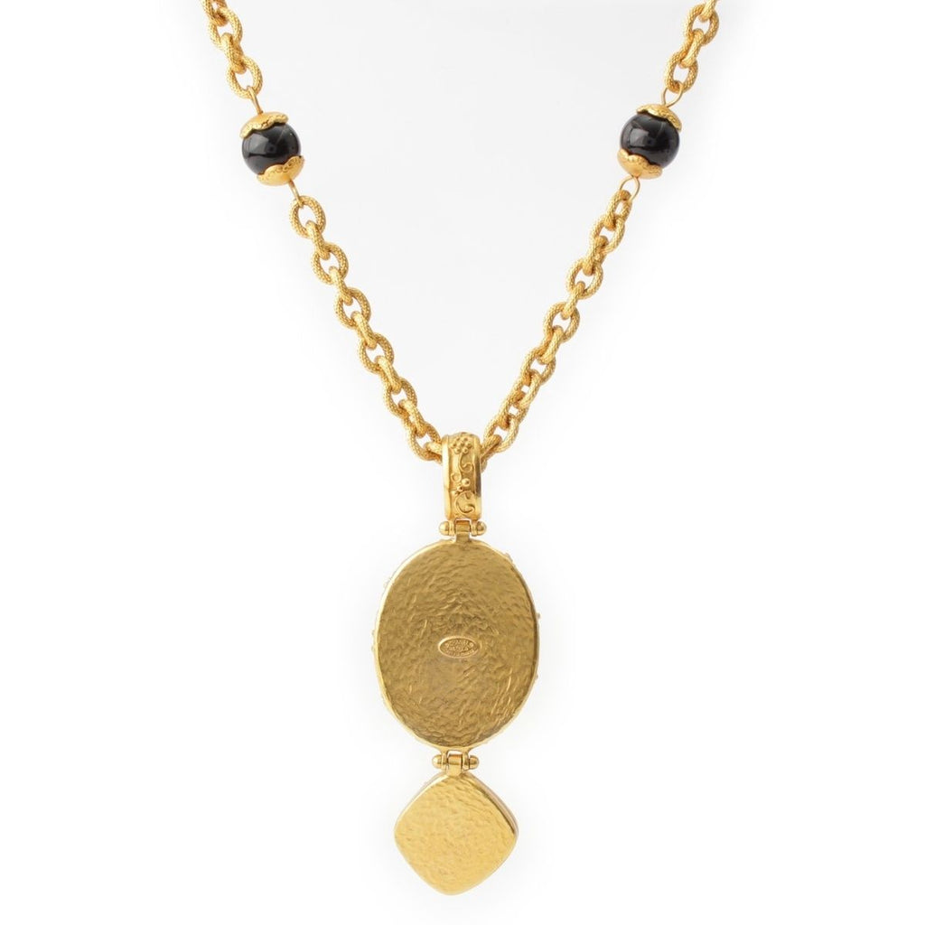 Chanel Black Stone CC Logo Necklace Gold — view 2